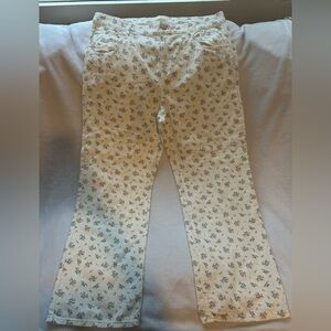 H&M Cream Floral Wide Leg Jeans
